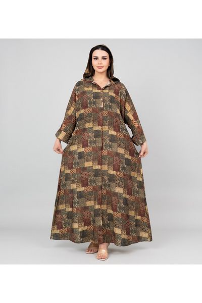 IKKXA Pattern Printed Hooded Jalabiya