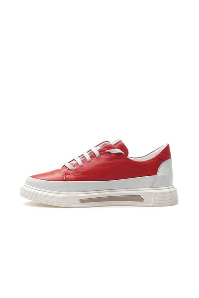 Mammamia Women's Genuine Leather Casual Sneaker Shoes 25Y D25Ya-3525 Z Red