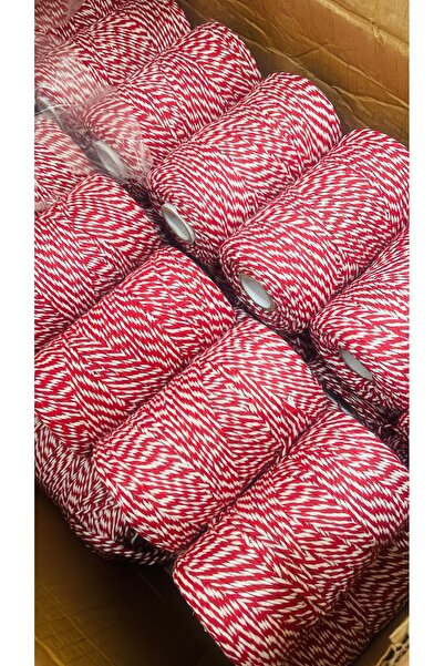 HUR-AY PACK 200 متر - خيط تغليف أحمر وأبيض - خيط Martenitska بلونين - خيط حزمة