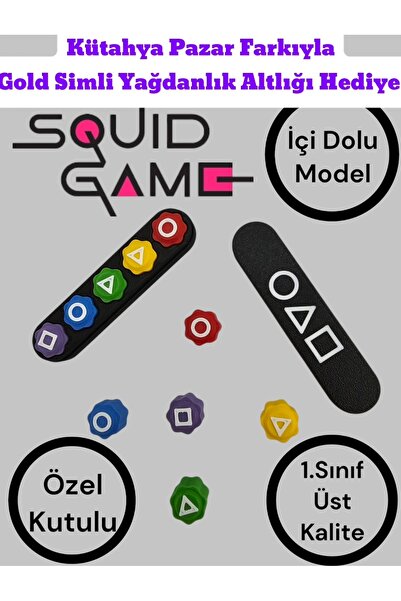 Kütahya Pazar Hediyeli Squid Game Oyun 5 Taş Seti Kalamar Oyun Renkli Taş Gon...