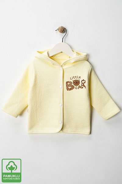Miniel Unisex Little Bear Organic Cotton 6-9-12-18 Months Quilted Baby Cardigan