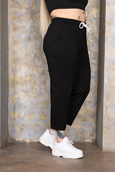 Esina Women's Sweatpants Capri Length Stone Detailed