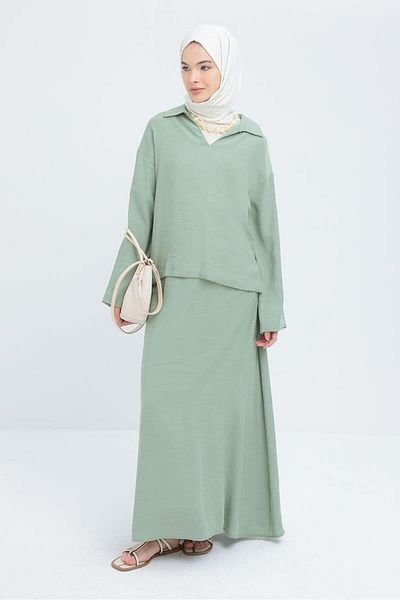 ALLDAY Mint-V Collar Modal Skirt Suit