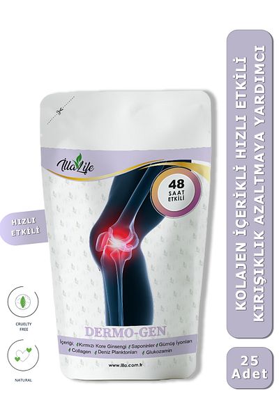 İlla Life Wrinkle Reducing Fast-Acting Collagen Knee Waist Elbow Tape for All Muscle Joint Areas 25 Pack