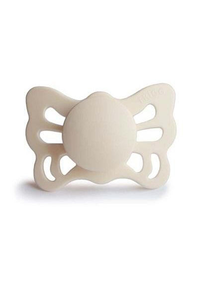 Frigg Butterfly Patterned Silicone Pacifier - 0-6 Months Cream