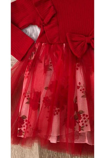Retro Women Girl's Floral Powder Pink-Red Tutu Birthday Evening Dress Princess Stylish Dress
