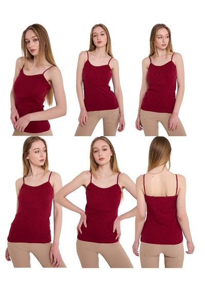 MrrMajestic Ribbed 6 Pack Women's Undershirt 100% Cotton (Claret Red)