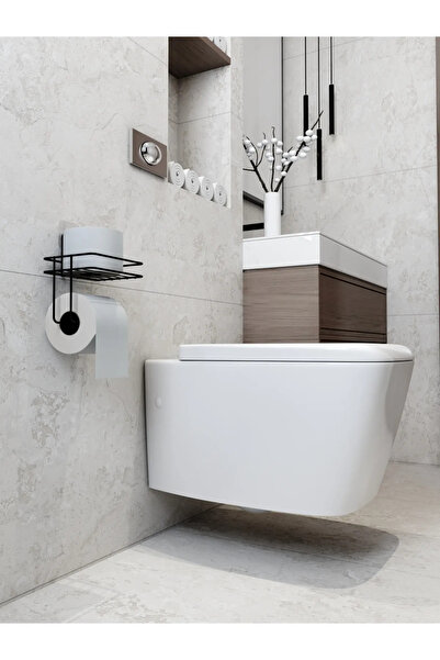 Sas Haus Stop Drilling Αυτοκόλλητη θήκη για ρολό τουαλέτας Wc Θήκη για χαρτί υγείας Μαύρη S-120