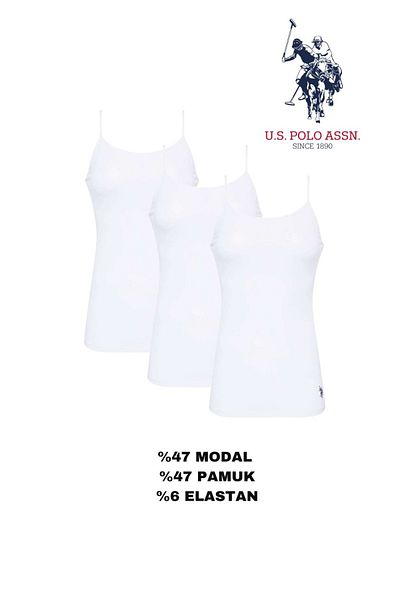 U.S. Polo Assn. Women'S, Licensed, Uspa, Basic, White, 47% Modal 47% Cotton 3 Undershirt