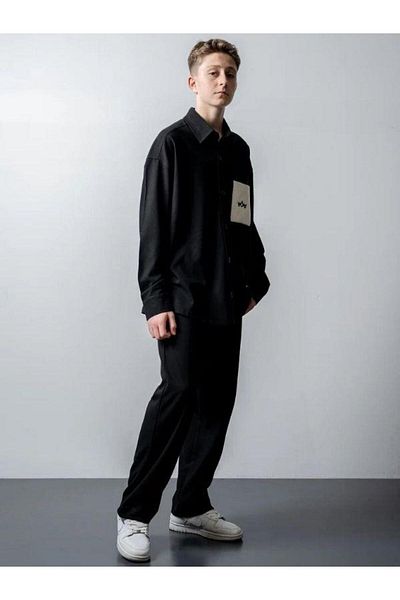 Zekids Costum cămașă cu mânecă lungă supradimensionată pentru băiat cu pantaloni