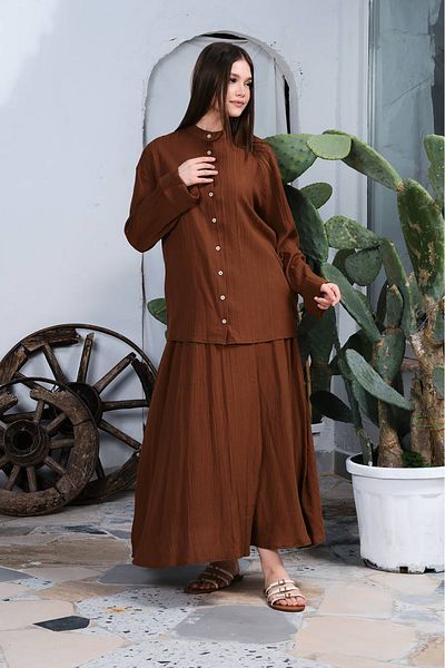 Neşeli Butik Women Cotton Shirt Skirt Bottom Top Suit Nbdm8000