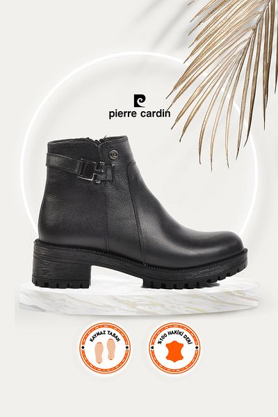 Pierre Cardin ® |   PC-52024-3109 Μαύρες γυναικείες μπότες από γνήσιο δέρμα
