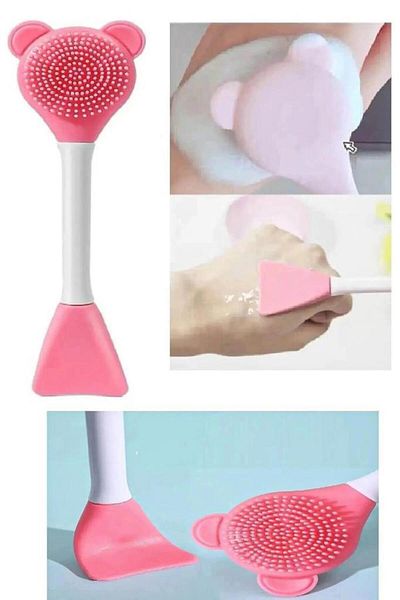 jetfast 2 Pieces Teddy Bear Skin Care Brush Mask Spatula Facial Cleansing Massage Brush