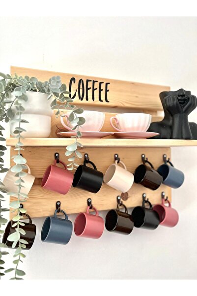 Lotusorium Doğal Çam Ağacından Pinterest 12li Kahve Fincan Askılığı, Kahve Köşesi, Baharatlık, Duvar Dekor