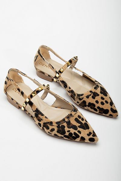 DENORA Balerina cu vârf ascuțit leopard cu bretele plate
