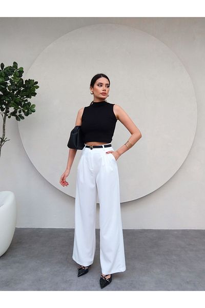 ESRAHELVACI Ecru Wide Leg Palazzo Trousers