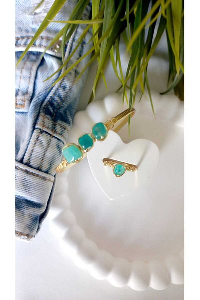 ZeynDesign Quartz Natural Stone Bracelet and Ring Set