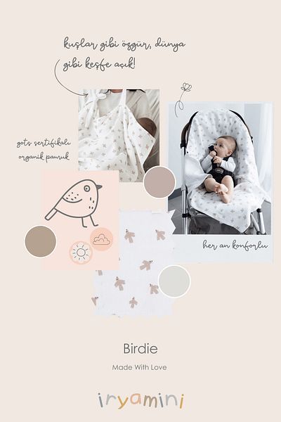 İrya Birdie Organic Cotton Muslin 2 Layer Stroller Cover