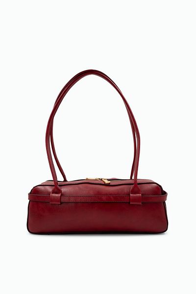 LAMİNTA Geantă de umăr pentru femei Livia Burgundy cu cataramă