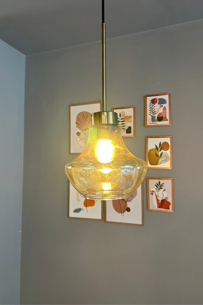 Bamyum Melk Cam Tekli Avize Ince Eskitme Başlık Retro Sarkıt Lamba Restoran Salon Aydınlatma