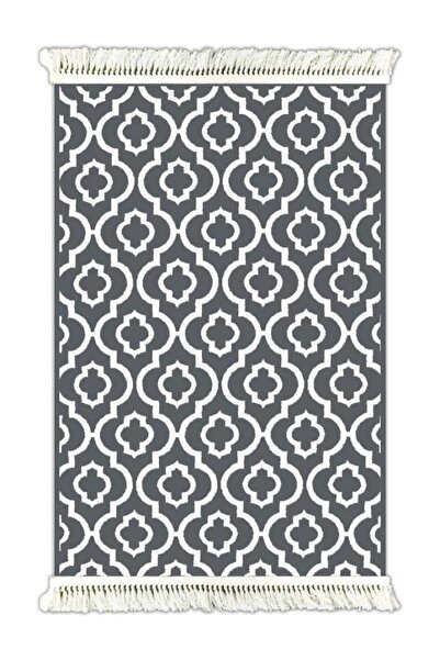 Prizma 6013 İKAT DESEN ANTRASİT KAYDIRMAZ HALI 120x180cm