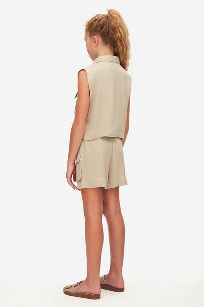 NK 08-14 Years Girl Mink Shorts Vest Suit - Mink