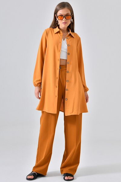 Saade Mustard Wooden Buttoned Tunic