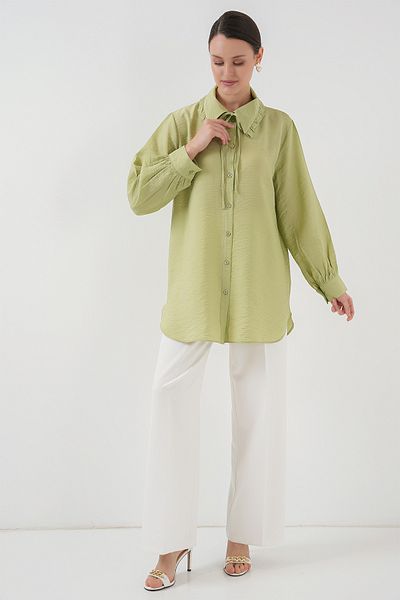 Bigdart Frilly Long Shirt Tunic 5952 - Çağla
