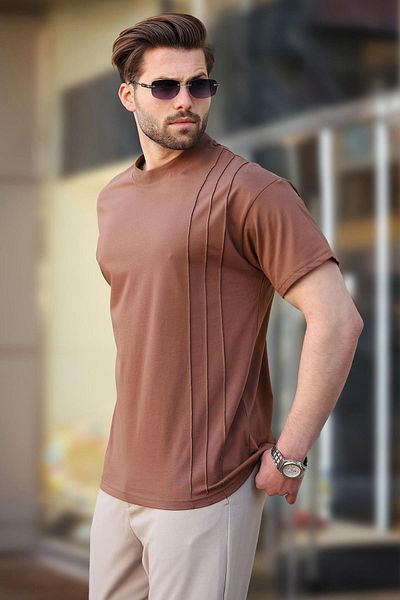 Madmext Ανδρικό T-shirt Brown Overfit E7130