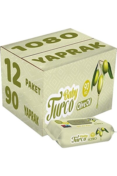 Baby Turco مناشف مبللة بزيت الزيتون 90 قطعة × 12 عبوة