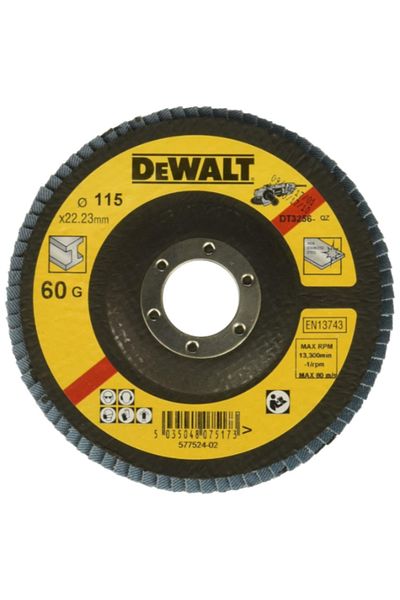 Dewalt Extreme 60-Grit Zirconium Oxide Flap Disc 115 x 22.23 mm