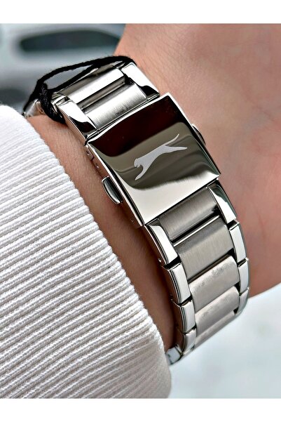 Slazenger Functions Active Silver-Green Color Steel Cord 5 Atm Water Resist Men Wrist Watch 2381.03