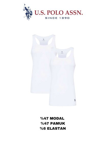 U.S. Polo Assn. Women's Uspa Basic White Sports Singlet, 47% Modal, 47% Cotton 2S