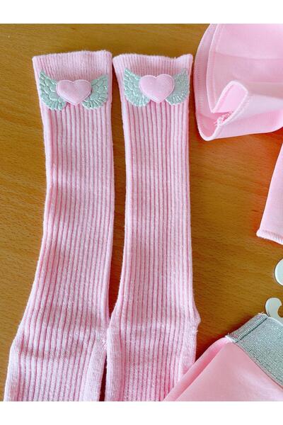 EBRU ÖZÖRGÜCÜ Kız çocuk fırfır kollu 4  parça  etek , body , bandana ve  çorap  takım