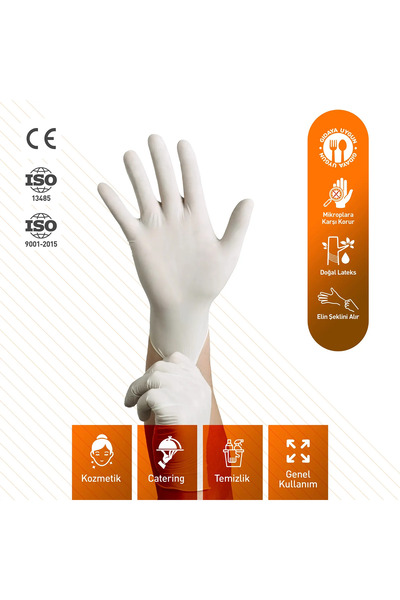 Dolphin Beyaz Lateks Eldiven Pudrasız (M) 100lü Paket 5 Adet Mdr