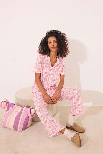 Women'secret Capri classic pyjamas 100% cotton flowers