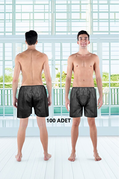 galaksihome Tek Kullanımlık Boxer Kullan At Şort Siyah Renkli 100 Adet Oversize Unisex