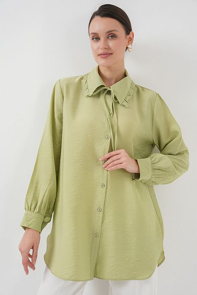 Bigdart Frilly Long Shirt Tunic 5952 - Çağla