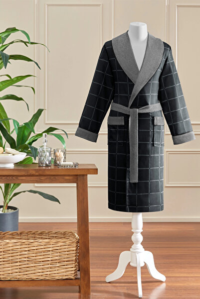 Özdilek Μπουρνούζι Nera με ανδρικό γιακά σάλι L - Γκρι