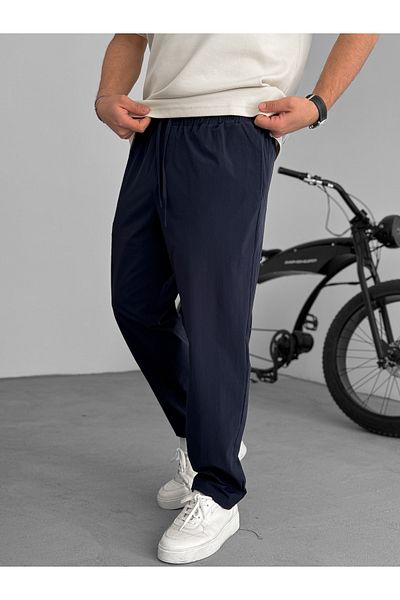 BYBASICMAN Navy Blue Lycra Parachute Fabric Baggy Trousers Ke-5052