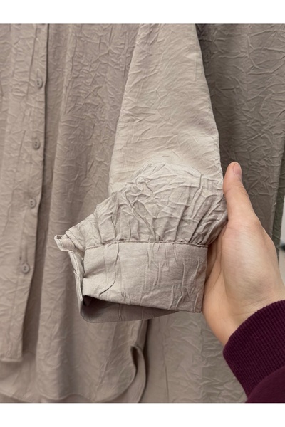 Ebrar Store Ala Crinkle Fabric Pants Suit-Mf0494 Mink