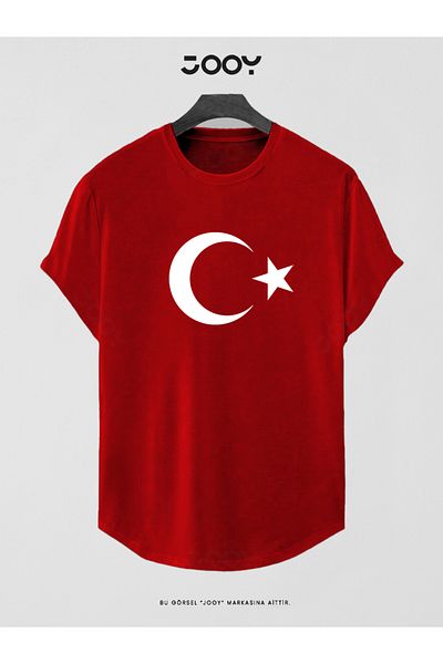 Jooy Turkish Flag Printed Slim Fit Oval Cut T-Shirt