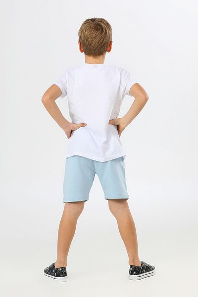 Mollycrush White Blue 100% Cotton Boy's Suit Bear Printed Summer Comfortable Useful Stylish