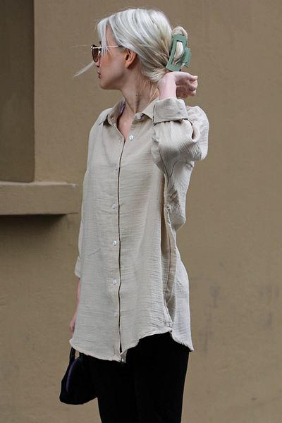 Madmext Beige Muslin Fabric Basic Women's Shirt Mg1660