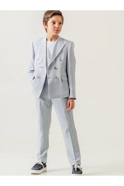Zekids Boy's Double Breasted Cut Blazer 3-Piece Sports Suit