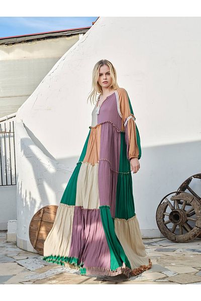 Neşeli Butik Women Cotton Long Loose Dress Nbdm6008