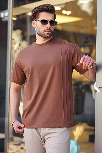 Madmext Ανδρικό T-shirt Brown Overfit E7130