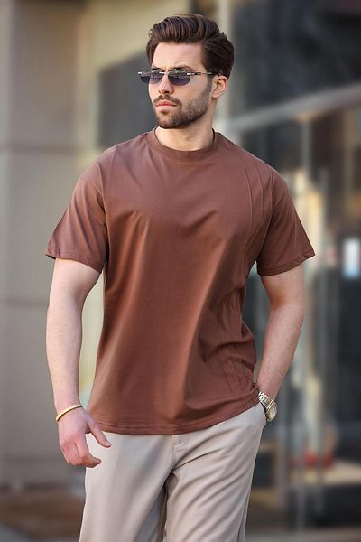 Madmext Ανδρικό T-shirt Brown Overfit E7130