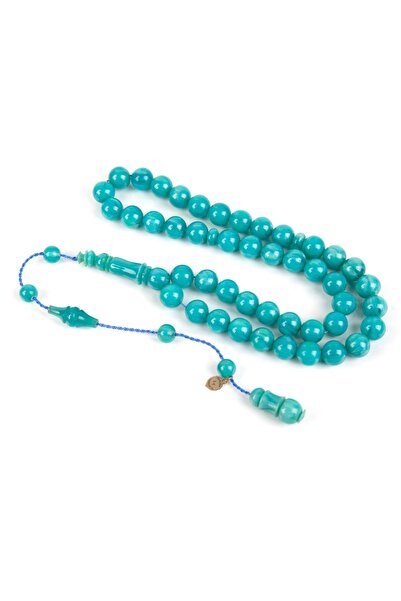LapisDo Squeezing Amber Stick Sphere Cut 10mm Rosary - Turquoise