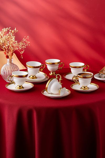 İSTANBUL PORSELEN Istanbul Porcelain Çırağan Coffee Cup Set for 6 People